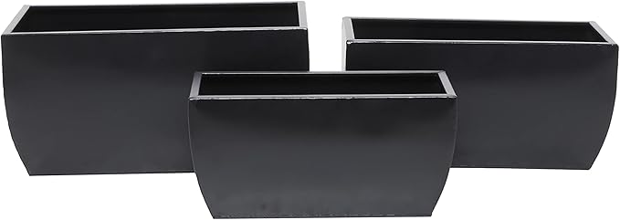 CosmoLiving by Cosmopolitan Metal Indoor Outdoor Planter, Set of 3 20", 18", 16"W, Black