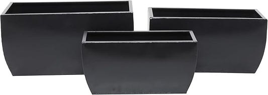 CosmoLiving by Cosmopolitan Metal Indoor Outdoor Planter, Set of 3 20", 18", 16"W, Black
