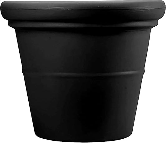The HC Companies Terrazzo Large Round Plastic Plant Pot w/Rolled Rim - Lightweight & UV Resistant Gardening Pot for Herbs & More - Outdoor & Indoor Plant Pots w/Drainage (17” Black)