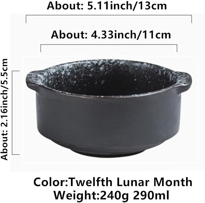 Ceramic Soup Bowls with Handles, Set of 4, 10oz, Microwave & Oven Safe, Soup Crocks for French Onion Soup, Chili, Pasta (Twelfth Lunar Month, 5 Inch)