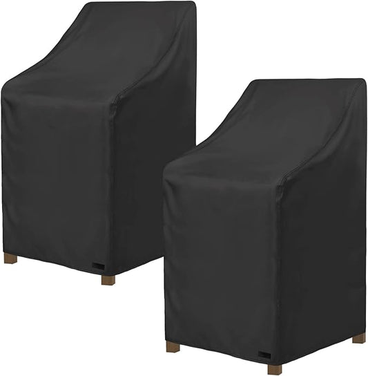 NettyPro Stackable Patio Chair Covers 2 Pack Waterproof Outdoor Patio Furniture Stacking Chair Cover, Fits for 4-6 Stack Dining High Back Chairs, 26"W x 35"D x 45"H, Black