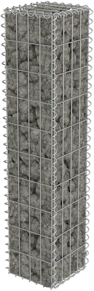 Galvanized Steel Gabion Wall with Covers, Gabion Mesh Wire Wall Panel Galvanized Steel Garden Stone Wire Basket Fencing Patio Decorative Fence, 7.87"x7.87"x39.4",-175