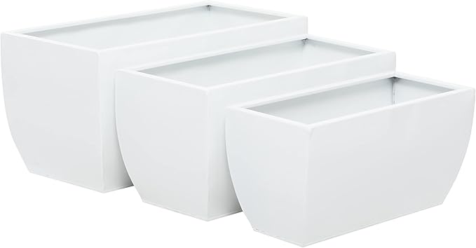 CosmoLiving by Cosmopolitan Metal Indoor Outdoor Planter, Set of 3 20", 18", 16"W, White