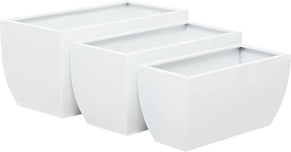 CosmoLiving by Cosmopolitan Metal Indoor Outdoor Planter, Set of 3 20", 18", 16"W, White