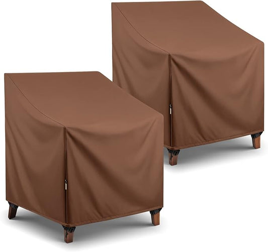 Arcedo Waterproof Patio Chair Covers, Heavy Duty Outdoor Lounge Chair Covers, Patio Furniture Covers for Lawn Garden Swivel Rocking Chairs, All Weather Protection, 34"W x 37"D x 36"H, 2 Pack, Brown