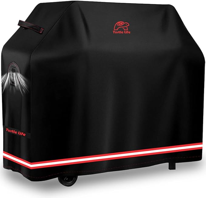 Turtle Life BBQ Grill Cover, 54 Inch Heavy Duty Waterproof 3-4 Burner Barbecue Gas Grill Covers for Weber Spirit Char-Broil Performance and Signature, Black