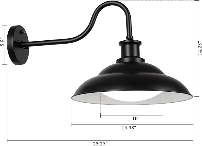 Dusk to Dawn Outdoor LED Barn Lights, 16 Inch Large Farmhouse Exterior Wall Light Fixtures with Adjustable Color Temperature, Modern Black White Porch Lights Outside for House Garage Doorway