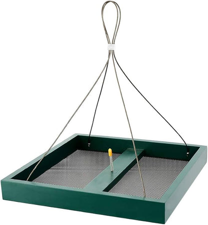 Solution4Patio Platform Bird Feeder for Outdoors Hanging, Open-Air Wild Bird & Squirrel Feeder, 360° Viewing Hanging Tray with Rust-Resistant Mesh & Quick-Fill Design