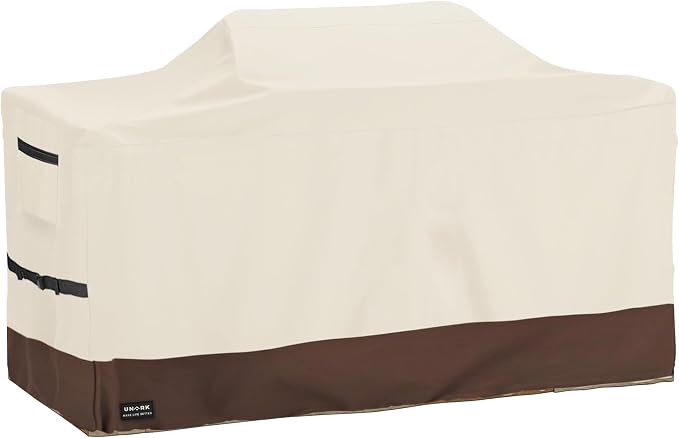 86 Inch Extra Large Grill Cover Kitchen Island Cover Large Island Grill Cover for Outdoor Grill Outdoor Kitchen Cover Heavy Duty Waterproof 86" L x 42" W x 48" H, Beige and Brown