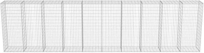 Galvanized Steel Gabion Wall with Covers, Gabion Mesh Wire Wall Panel Galvanized Steel Garden Stone Wire Basket Fencing Patio Decorative Fence, 236"x19.7"x59",-182