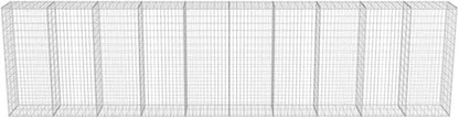 Galvanized Steel Gabion Wall with Covers, Gabion Mesh Wire Wall Panel Galvanized Steel Garden Stone Wire Basket Fencing Patio Decorative Fence, 236"x19.7"x59",-182