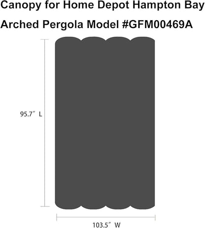 Pergola Shade Cover Replacement Canopy Top Compatible with Home Depot Hampton Bay Arched Pergola Model #GFM00469A - Gray(Canopy Top Only)