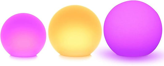 Mr.Go 12-inch, 14-inch and 16-inch LED Ball Light Bundle, Rechargeable, Remote Control, Dimmable 16 RGB Colors 4 Modes, Waterproof, Great as Night Light Mood Lamp Ambient Lighting Decorations