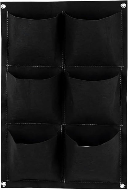 WFIST Vertical Hanging Planter Bag, Breathable Felt Wall Garden Planter with Metal Grommets, Indoor/Outdoor Space-Saving Herb & Flower Growing Pouch (6-Pocket)