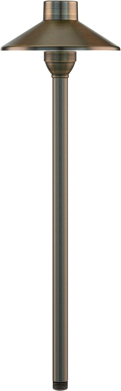 Amped Landscape Lighting Cone 12V Path and Area Light with G4 Socket in Aged Brass Solid Copper Enhanced Protection for Coastal Environments