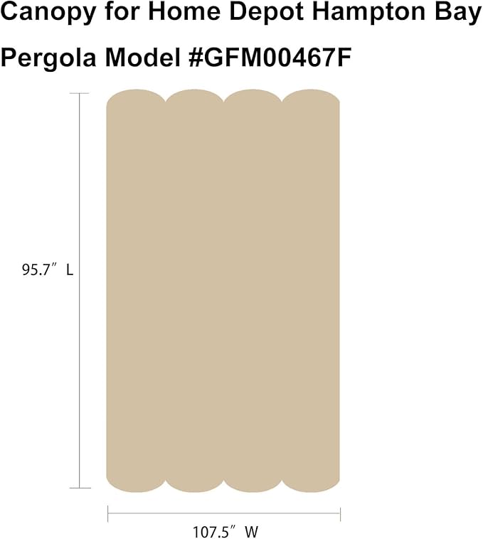 Pergola Shade Cover Replacement Canopy Top Compatible with Home Depot Hampton Bay Pergola Model #GFM00467F - Beige(Canopy Top Only)
