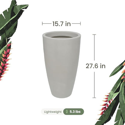 27.6" Tall Planter | Eco-Friendly, Durable, Lightweight | Indoor/Outdoor Use, All-Weather, Contemporary Design by Brazilian Artisans - White