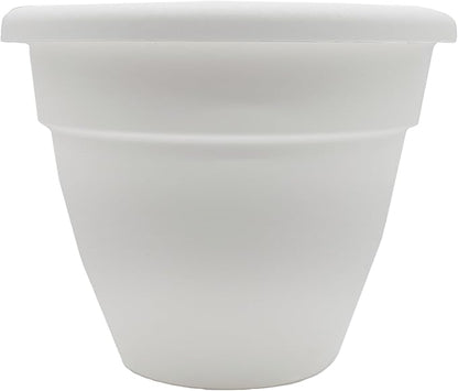 The HC Companies Caribbean Planter Pot - Outdoor & Indoor Plant Pot with Drainage Hole & Plug - Rolled Rim Plastic Pots for Plants & Flowers - Decorative Plant Pot (14" White, Pack of 1)