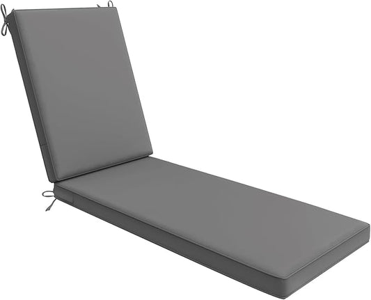 AAAAAcessories Outdoor Chaise Lounge Cushions, Waterproof, Fade-Resistant Patio Furniture Replacement Cushions, 80" x 26" x 3", Dark Gray
