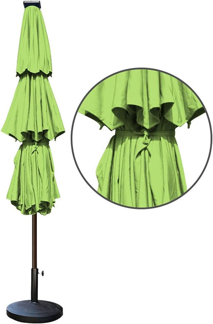 EliteShade USA 10-Year-Non-Fading Solar 9ft 3 Tiers Market Umbrella with 80 LED Lights Patio Umbrellas Outdoor Table with Ventilation,Macaw Green