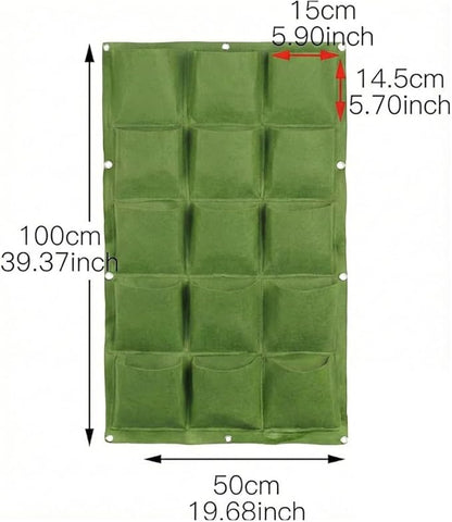 WFIST Vertical Hanging Planter Bag, Breathable Felt Wall Garden Planter with Metal Grommets, Indoor/Outdoor Space-Saving Herb & Flower Growing Pouch (18-Pocket)