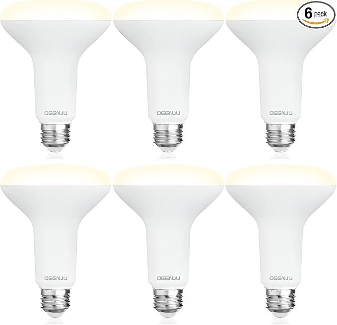 6 Pack BR30 LED Recessed Light Bulb, Dimmable Indoor Flood Light Bulbs CRI80 7W Equivalent 65W 3000K Warm White 650 Lumens, 15000 Lifetime Hours E26 Base LED Can Light Bulb, Flicker-Free