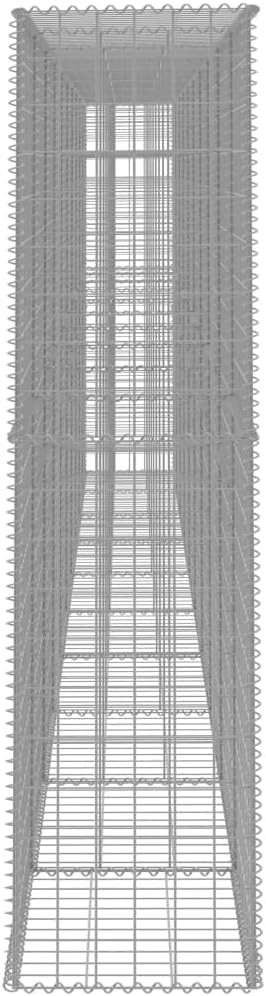 Galvanized Steel Gabion Wall with Cover, Gabion Mesh Wire Wall Panel Galvanized Steel Garden Stone Wire Basket Fencing Patio Decorative Fence, 236.2"x19.7"x78.7",-139