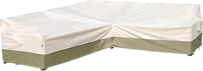Outdoor Sectional Cover-L-Shaped Patio Furniture Covers Waterproof Rip-Stop Anti-UV 600D Heavy Duty Outdoor Couch Cover with 3 Air Vents, Right-facing 104''L （83''L） 32''D 31''H, Light Green