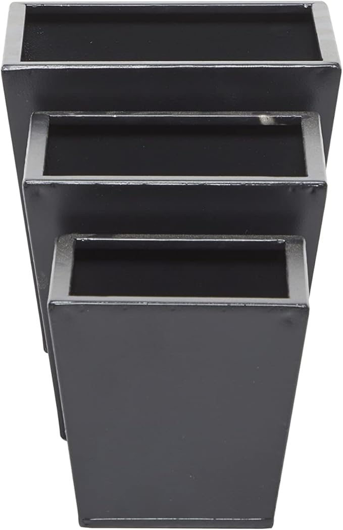 CosmoLiving by Cosmopolitan Metal Indoor Outdoor Planter, Set of 3 7", 6", 5"H, Dark Gray