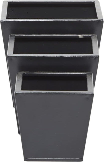 CosmoLiving by Cosmopolitan Metal Indoor Outdoor Planter, Set of 3 7", 6", 5"H, Dark Gray