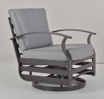 Kurapika 3 Pieces Patio Furniture Set, Outdoor Aluminum Swivel Gliders Rocker, Patio Bistro Set Rocking Chair with Thickened Cushions and Tempered Glass Side Table for Porch Garden Deck (Black)