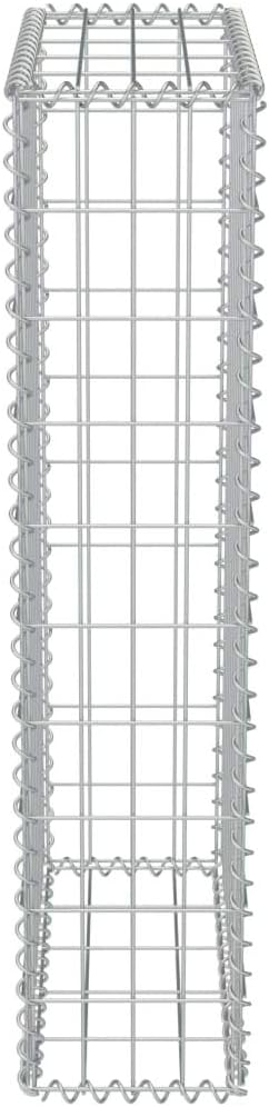 Galvanized Steel Gabion Wall with Covers, Gabion Mesh Wire Wall Panel Galvanized Steel Garden Stone Wire Basket Fencing Patio Decorative Fence, 19.7"x7.78"x39.4",-176