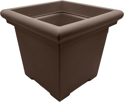 The HC Companies 20" Premium Plastic Terrazzo Square Planter 20"x20"x17.63" in Chocolate Color