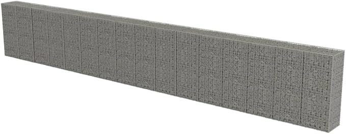Galvanized Steel Gabion Wall with Covers, Gabion Mesh Wire Wall Panel Galvanized Steel Garden Stone Wire Basket Fencing Patio Decorative Fence, 354"x19.7"x59",-188