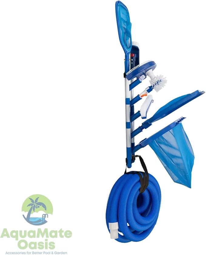 Swimming Pool Accessories Holder, Fence Hooks for Pool Equipment Organizer, Pool tool storage rack for Pool Skimmer Pole Hanger Pool Maintenance Vacuum hose Storage Pool Hooks for Poles