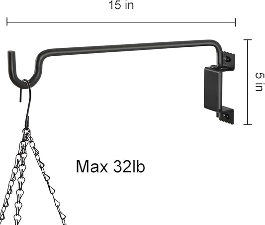 AILIN YELOKIE 15" 360° Swivel Plant Hanger - Heavy Duty Solid Steel Wall Hook, 12-Directional Adjustable for Bird Feeders, Outdoor/Indoor Plants, Garden & Patio (2-Pack)