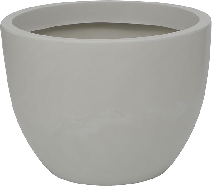 23.6" Wide Planter | Eco-Friendly Round Planter for Indoor or Outdoor Deck/Porch | Durable All-Weather Use Modern Pot for Trees, Flowers, Plants - Marbled White