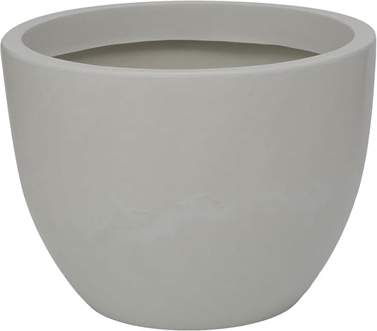 23.6" Wide Planter | Eco-Friendly Round Planter for Indoor or Outdoor Deck/Porch | Durable All-Weather Use Modern Pot for Trees, Flowers, Plants - Marbled White