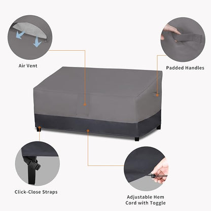 Easy-Going Outdoor Couch Cover, Heavy Duty 3-Seater Patio Sofa Cover, Windproof Outdoor Furniture Cover with Air Vent (88Wx32.5Dx33H inch,Gray/Dark Gray)