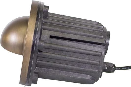 12V Brass In-Ground Well Light (Beacon Top) with 5W 2700K Warm White MR16 LED Bulb & PVC Sleeve for Low Voltage Landscape Lighting of Outdoor Pathway, Garden, Shrubs, Columns or Trees