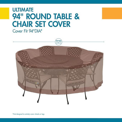 DUCKCOVERS Ultimate Water-Resistant 96 Inch Round Patio Table & Chair Set Cover, Outdoor Table Cover