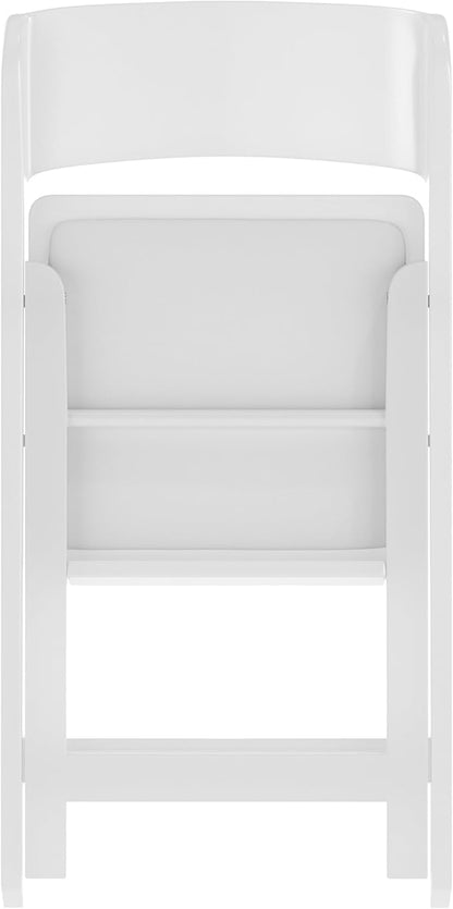 Flash Furniture Hercules Tucker Commercial White Resin Folding Chair - Lightweight, Vinyl Padded Removable Seat, Indoor Outdoor Use, Event & Wedding Ready
