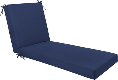 Outdoor Chaise Lounge Cushion - Waterproof & Fade Resistant Patio Lounger Cushions with Removable Cover for Pool, Deck, Lawn .70 x 22 x 4 Inch (Blue)