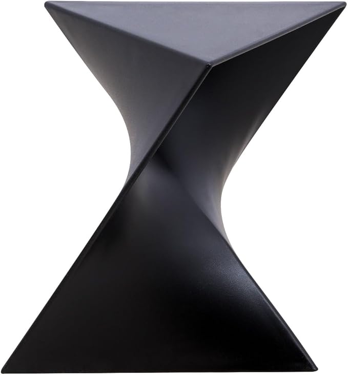 LeisureMod 15.75" Stackable Weather-Resistant Plastic Triangular Side Table - Accent End Table for Indoor & Outdoor Use (Black, Set of 4)