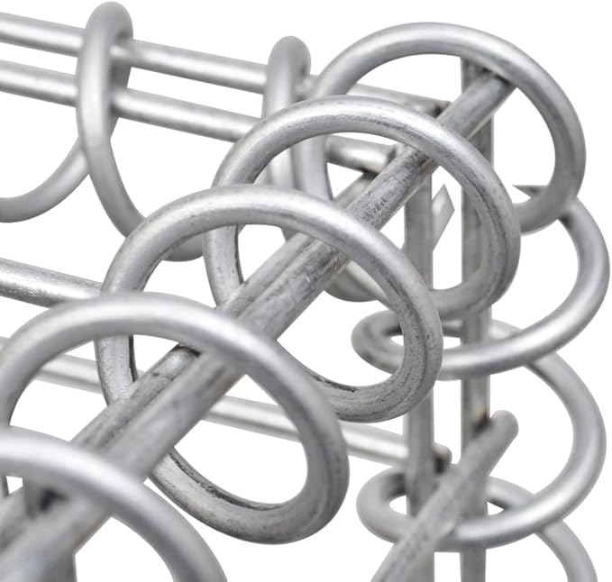 Galvanized Steel Gabion Wall with Covers, Gabion Mesh Wire Wall Panel Galvanized Steel Garden Stone Wire Basket Fencing Patio Decorative Fence, 118"x19.7"x39.4",-190