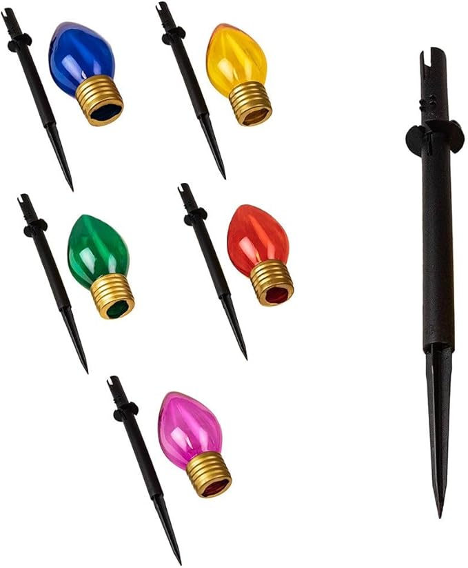 Novelty Lights 5 Light Jumbo LED C7 Multi Color Pathway Light Set, 6 Feet