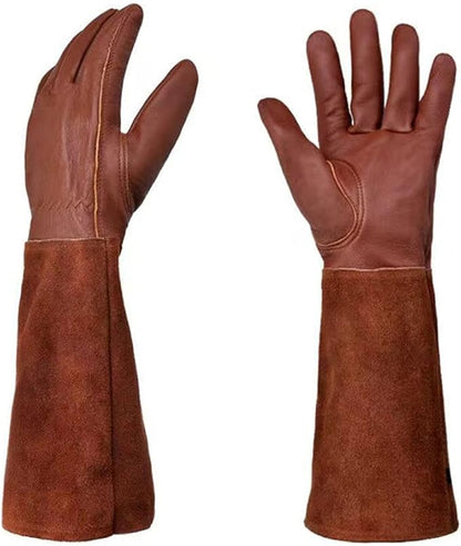 KINDE Gardening Gloves Women/Men - Thorn Proof Cowhide Leather Rose/Blackberry Pruning Long Forearm Protection Gauntlet