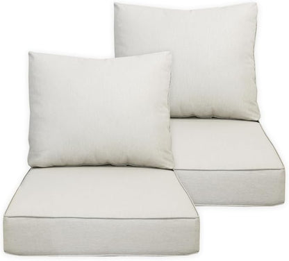 COZYVIDA Outdoor/Indoor 23.5x25 inch Deep Seat Patio Cushions Set of 2 Resilient Foam Filling Water Repellent Stain-Resistant UV Resistant Weather Resistant Patio Cushions Almond