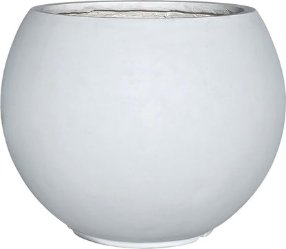 Panlaolao 17 H x 21" Dia (15" Pot Opening) Round Fiberstone Planter with Drainage Hole, White, Indoor/Outdoor Large Plant Pot for Home Patio Garden, Ideal for Large Plants