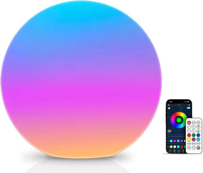 LOFTEK Color Changing Night Light, Smart LED Lamp with Bluetooth APP and Remote Control, 220 Scene Modes, 12-inch RGB Ball Mood Lighting for Living Room (Corded Electric)